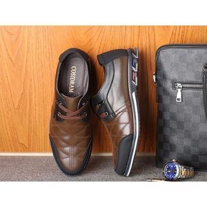 Cosidram Casual Leather Quilted Pattern Lace-up Oxford Shoes Black Trim size 8.5